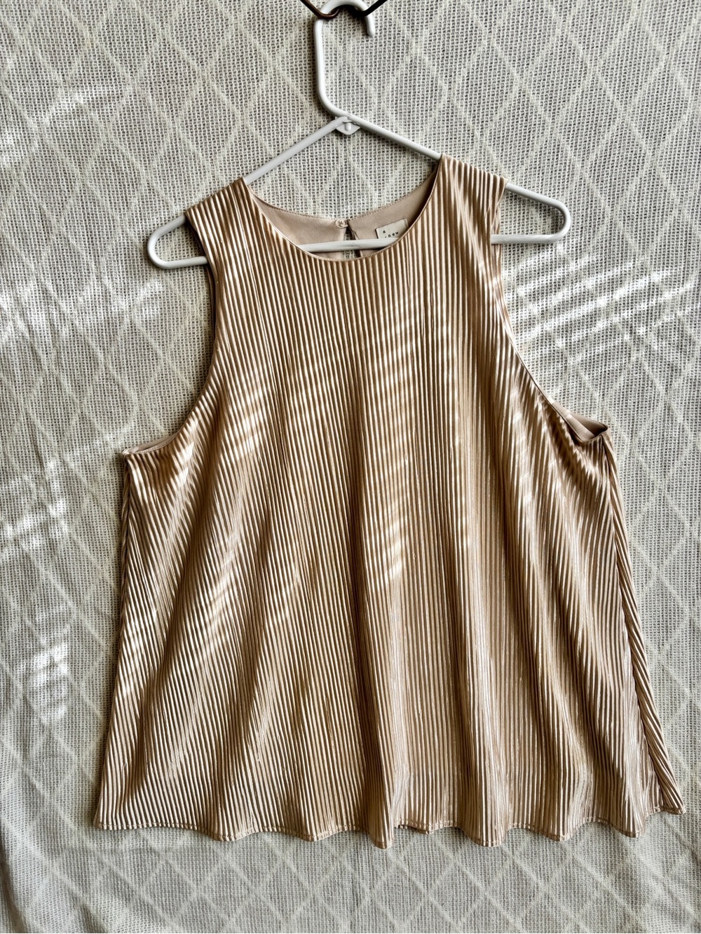 a new day Metallic Pleated Tank Top - Beige